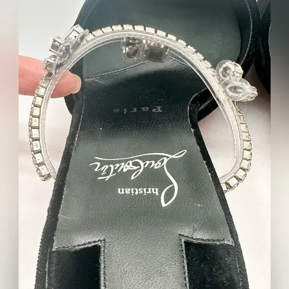 Christian Louboutin Planet Queen 70 Velvet Crystal Embellished Mules 70mm EU 39 - Picture 12 of 14